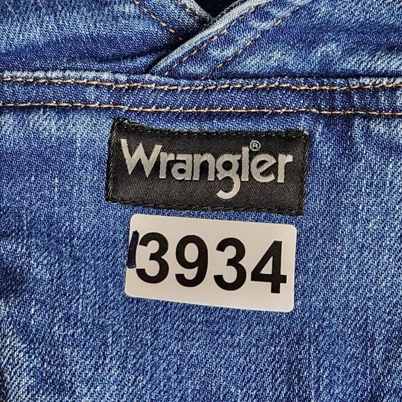 Wrangler Overalls Womens Large Blue Denim Bibs Straight Leg Medium Wash Jean - Picture 9 of 11